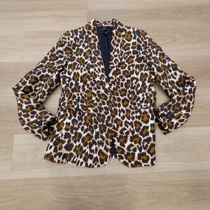 J Crew - Cheetah Linen Blend Parke Blazer Size 8